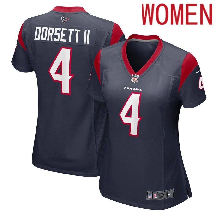 Women Houston Texans #4 Phillip Dorsett II Nike Navy Game NFL Jersey->women nfl jersey->Women Jersey